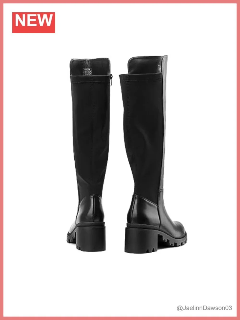 Chunky Knee High Boots with Elastic Back and Lug Soles